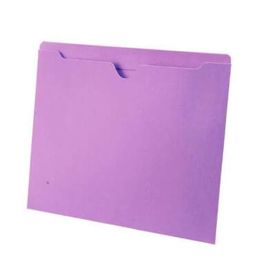 Lavender file jacket letter size reinforced top tab closed sides 11pt stock