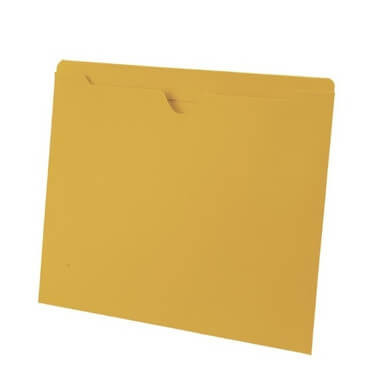 Yellow file jacket letter size reinforced top tab closed sides 11pt stock