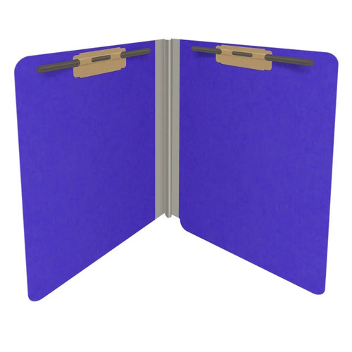 End Tab Econo Pressboard Folders with Fasteners, Letter Size, Purple, 18pt Stock, 2" Expansion (25/Box), Open