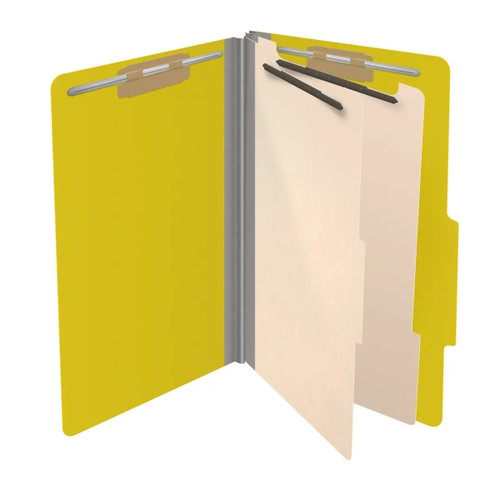 2-Divider Top Tab Classification Folders, Legal Size, Yellow, 25pt Stock, 10/Box