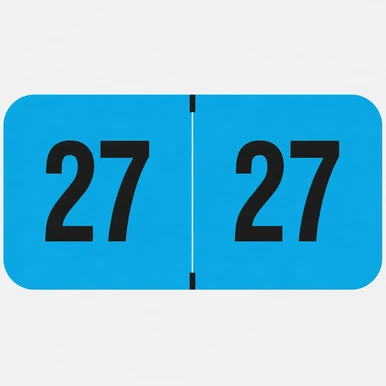 2027 Fluorescent Blue Year Labels, 3/4" x 1-1/2", 500/Roll