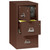 FireKing Safe-In-A-File cabinet, 3 drawer legal size, 31 inch deep, dark brown finish, open safe and file drawer
