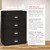FireKing high security lateral fireproof file cabinet graphic highlighting Medeco key locks, insulated drawer heads, and UL fire and impact rating