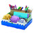 Smead desktop organizer holding markers, paper, ribbon, cotton swabs, and craft supplies