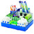 Smead desktop organizer filled with toothbrushes, soap, cotton balls, and bathroom supplies