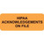 HIPAA Acknowledgements on File, Fluorescent Orange (A1000)