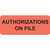 Authorizations On File, Fluorescent Red (A1004)