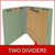 End Tab Pressboard Classification Folders, 2 Dividers, Letter Size, Type III Green, 10 per Box