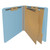 End Tab Pressboard Classification Folders, 2 Dividers, Letter Size, Blue, 10/Box