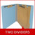 End Tab Pressboard Classification Folders, 2 Dividers, Letter Size, Blue, 10/Box