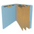 End Tab Pressboard Classification Folders, 3 Dividers, Letter Size, Type III Blue, 10 per Box
