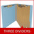 End Tab Pressboard Classification Folders, 3 Dividers, Letter Size, Type III Blue, 10 per Box