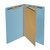 End Tab Pressboard Classification Folders, 1 Divider, Legal Size, Blue, 10/Box