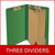 End Tab Pressboard Classification Folders, 3 Dividers, Legal Size, Type III Moss Green, 10 per Box