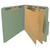 Pressboard Classification Folders, 2 Dividers, Letter Size, Green, 10/Box