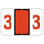 Jeter Numeric Labels, 6100-Series, 15/16 H x 1 5/8 W, Number 3, Dk Orange, 500/Roll