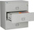 Gray Phoenix 3-Drawer Lateral File Cabinet, 38 inches wide, 1-hour fireproof protection, showing letter-size files in front-to-back configurations