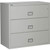 Light Gray Phoenix 3-Drawer Lateral File Cabinet, 44 inches wide, 1-hour fireproof, with secure lock and spacious drawer handles for easy access.