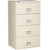 Putty Phoenix 4-Drawer Lateral File Cabinet, 31 inches wide, 1-hour fireproof, with key lock and spacious drawer handles for easy access.