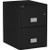Black Phoenix 2-drawer legal size file cabinet, 25 inches deep, with recessed handles and a lock.