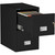 Phoenix LTR2W25-CBL fireproof file cabinet, 2-drawer, letter-size, black finish, 25-inch depth, open front view