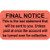 Billing/Collection Labels, Final Notice, 250/Box (MAP1360)