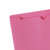 Close-up of the top portion of a pink file folder, showing the notch design and textured surface.