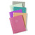 Assorted color poly pocket folders, three-hole punched, made from eco-friendly poly-wheat straw, displayed in a stacked arrangement.