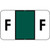 Control-O-Fax Compatible Label for Letter 'F' – Black Text on Dark Green Background