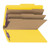 Legal size yellow pressboard classification folder with 3 dividers and SafeSHIELD fasteners