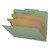 Letter size pale green classification folder with 2 manila dividers and Tyvek spine