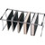 Hanging file frame with multiple green hanging folders and file pockets suspended on metal rails