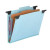Smead 65105 hanging folder with divider, letter size, blue pressboard, FasTab 2/5-cut tab, SafeSHIELD fasteners.
