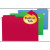 Smead 64153 legal-size FasTab hanging folders in assorted colors with built-in 1/3-cut tab.