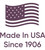 Made in USA since 1906 graphic with waving flag icon.