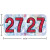 Holographic year label “27”, Silver, 3/4 x 1-1/2 in, wrap-around, center-slit, white digits, laminated.
