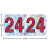 Holographic year label “24”, Silver, 3/4 x 1-1/2 in, wrap-around, center-slit, white digits, laminated.