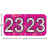 Holographic year label “23”, Fuchsia, 3/4 x 1-1/2 in, wrap-around, center-slit, white digits, laminated.