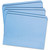 Four blue letter-size reinforced straight-cut file folders fanned out to show full-width tabs