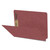Dark red end tab pressboard classification folder showing front cover and bonded fastener detail