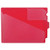 Red center tab vinyl outguide with extended double-sided “OUT” tab and clear front pocket for charge-out slips, letter size.