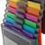 Close-up of Smead Cascading Wall Organizer 92060 showing six bright colored cascading file pockets expanded