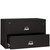 FireKing 2-4422-C black fireproof lateral file cabinet with lower drawer open and empty