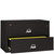 FireKing 2-4422-C black 2-drawer lateral file cabinet with open drawer showing side-to-side filing