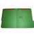Smead 12134-F13 green letter size reinforced file folder open flat showing two interior metal fasteners in positions 1 and 3.