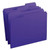 Smead 13034-F13 purple letter size reinforced file folder open flat showing two interior metal fasteners in positions 1 and 3 (not pictured).