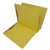 End tab classification folder with one divider, yellow pressboard, letter size, open view showing interior fasteners and divider.