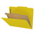 Yellow pressboard top tab classification folder with one interior divider and 4 fasteners, letter size (DDV-T42-14-3YLW)
