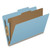 Blue top tab pressboard classification folder with one interior divider and 4 fasteners, legal size (DV-T52-14-3BLU)