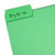 Close-up of a green Smead SuperTab file folder with handwritten text on the tab to show erasable labeling.